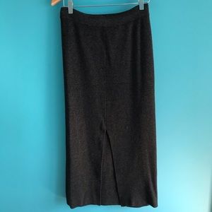 Whistles Gray Maxi Slit Ribbed Skirt Size Medium